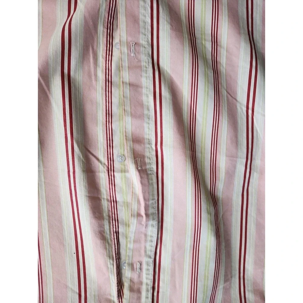 2/Ballard Designs Pink Red Lime Green Tan Striped Euro Shams Cotton Button
